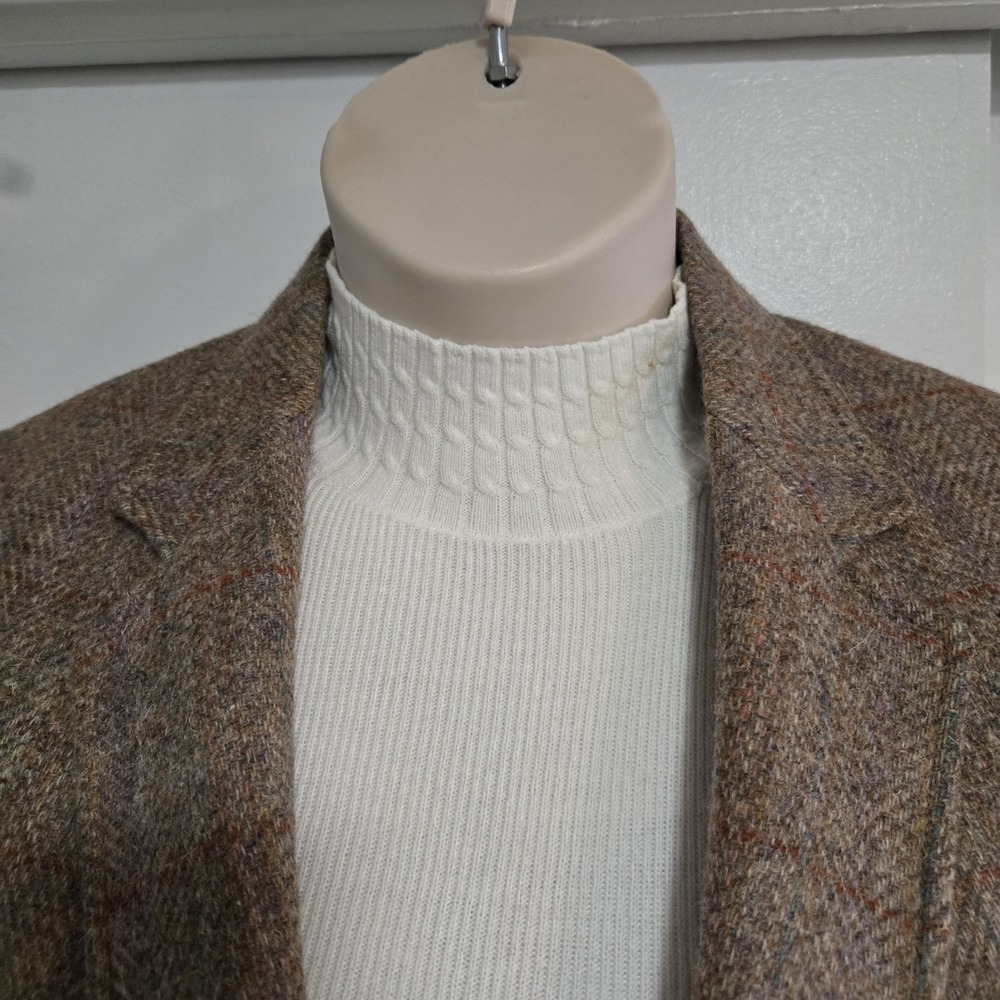 Vintage L.L. Bean Beige Wool Tweed Blazer Tailored Preppy Jacket Made in USA - Picture 2 of 9